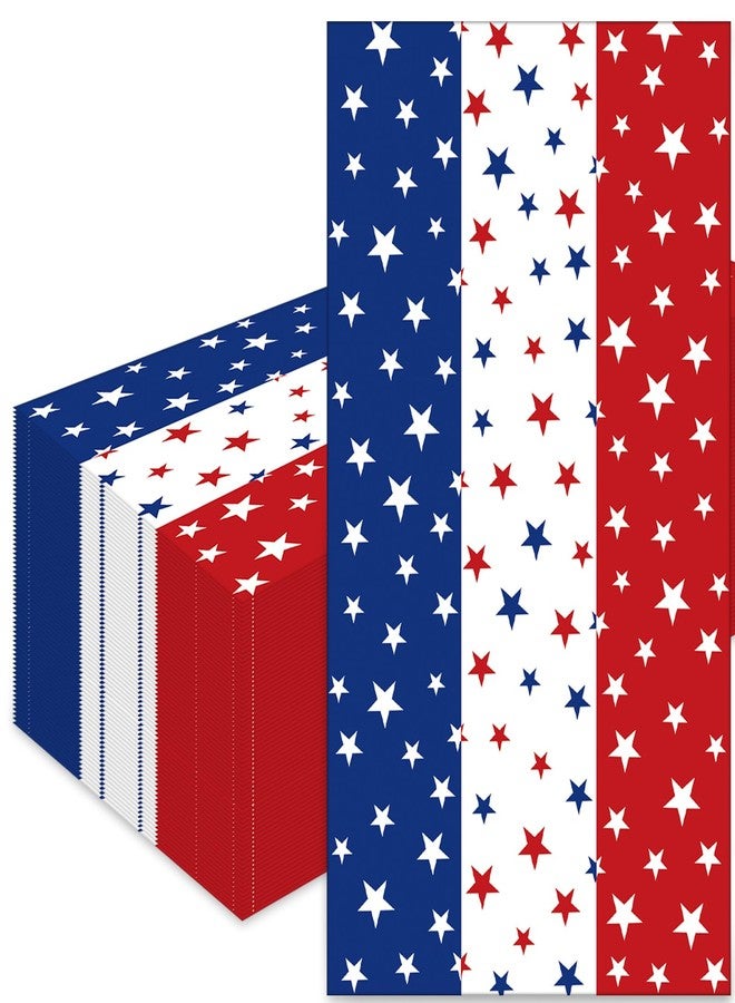 Merriva 50 Count Red White Blue Star Paper Napkins, Patriotic Disposable Cocktail Beverage Napkins for 4th of July, Memorial Day, Veterans Day, Labor Day, and American Flag Party Decorations - Image 1